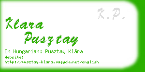 klara pusztay business card